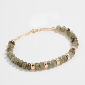 Like New Zoe Chicco Green and Gold Beaded Bracelet 14k yellow gold